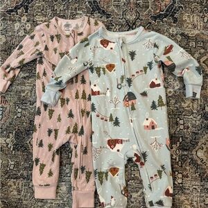 Modern Moments Christmas baby Onesies with Forest and Winter village Pattern